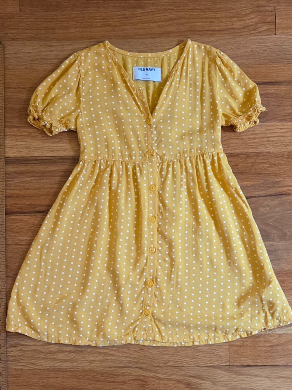 Yellow Polka Dot Toddler Girl's Dress, Short Sleeve, Old Navy, 4T